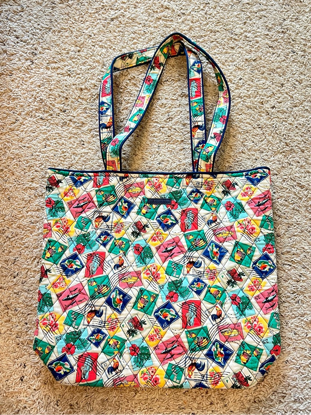 Vera Bradley Quilted Stamps Tote Bag